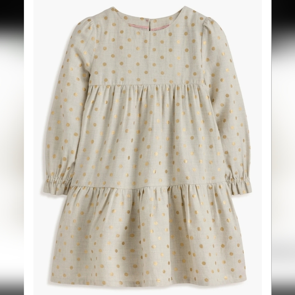Mini Boden Cream Dress with Gold Dots